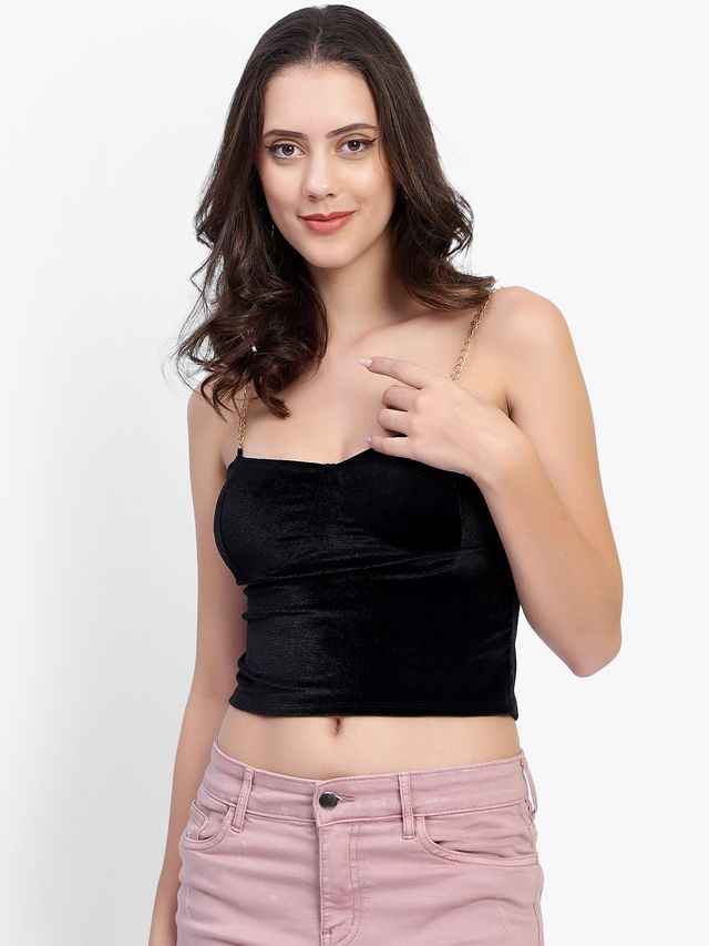 Cotton Velvet Tube Crop Top