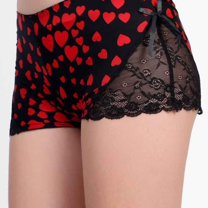 Heart print Net Night Wear Sets