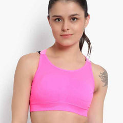 Pink Solid Non-Wired Lightly Padded Sports Bra