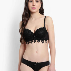 Lace-Designed Heavily-Padded Lingerie Set