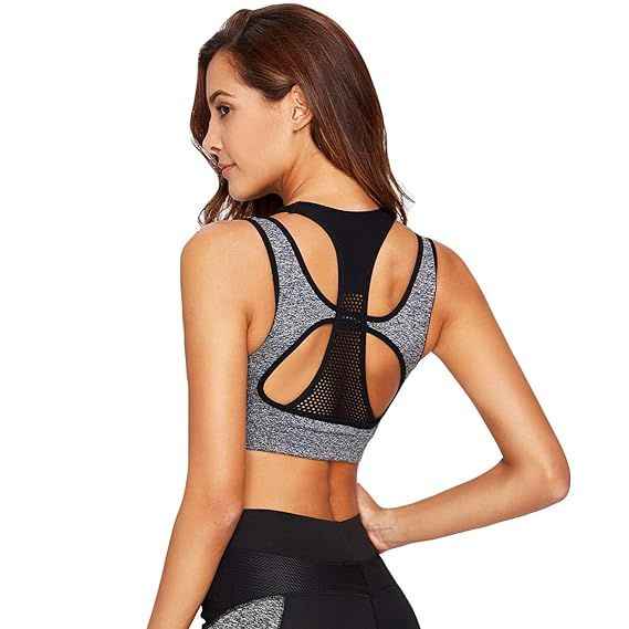 Full Coverage Removable Padding Non-Wired Styled Back Workout Bra- All Day Comfort