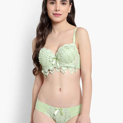 Lace-Designed Heavily-Padded Lingerie Set