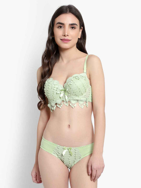 Lace-Designed Heavily-Padded Lingerie Set