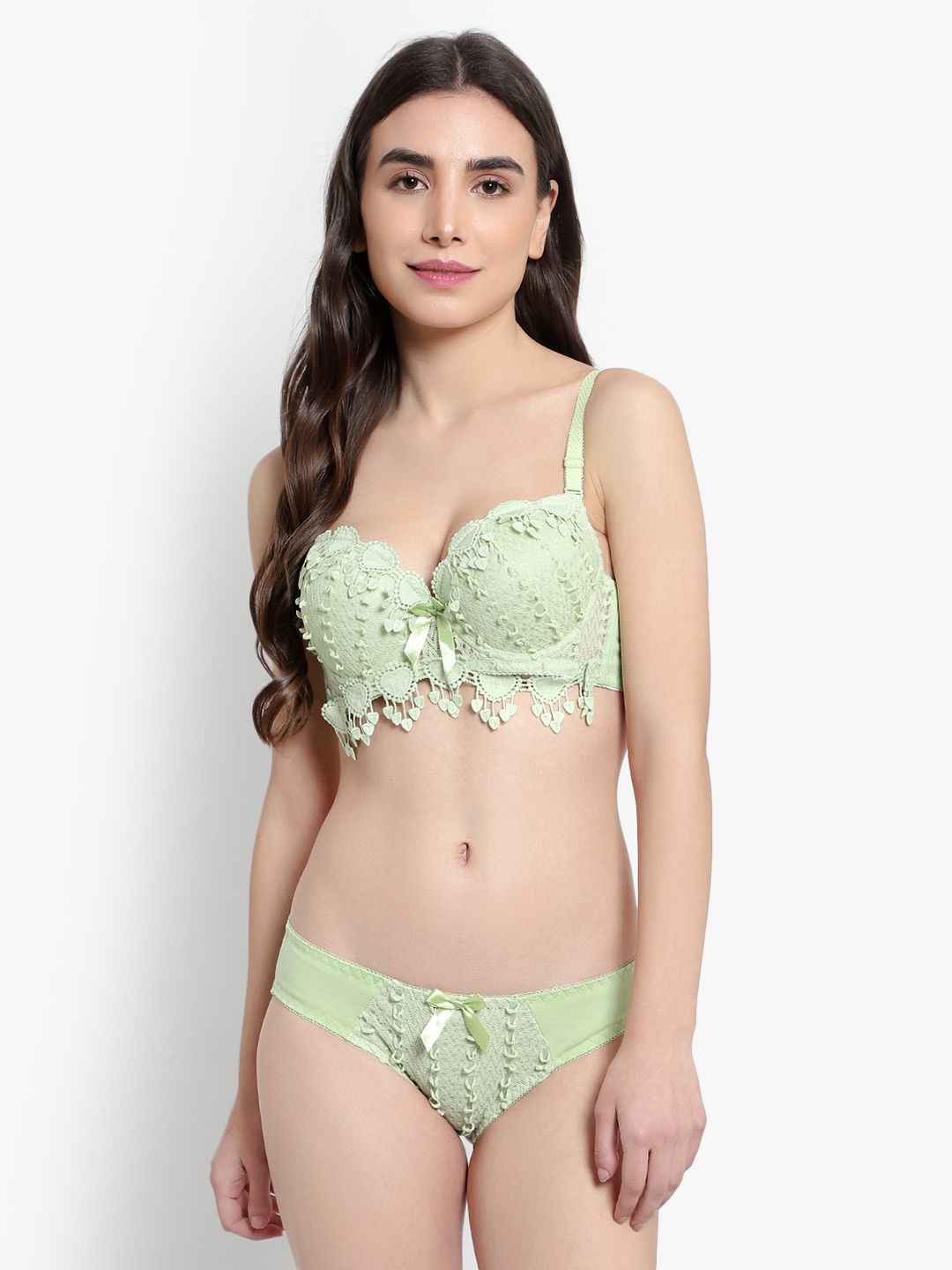 Lace-Designed Heavily-Padded Lingerie Set