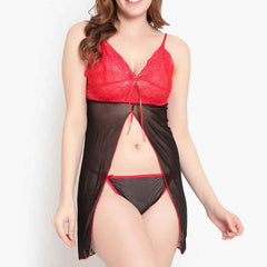 Black & Red Net Baby Doll