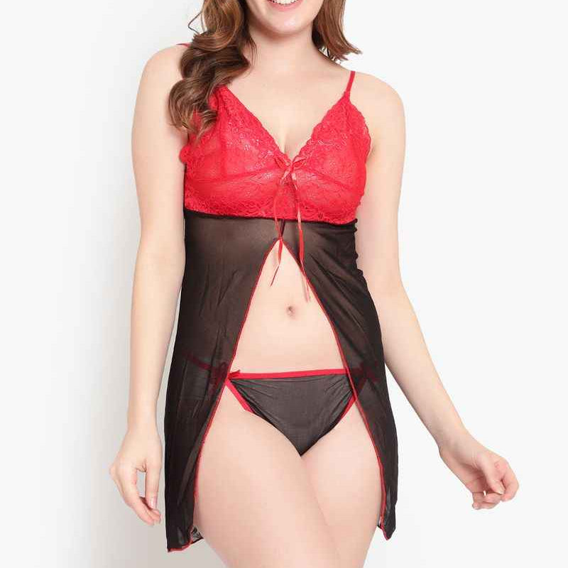 Black & Red Net Baby Doll