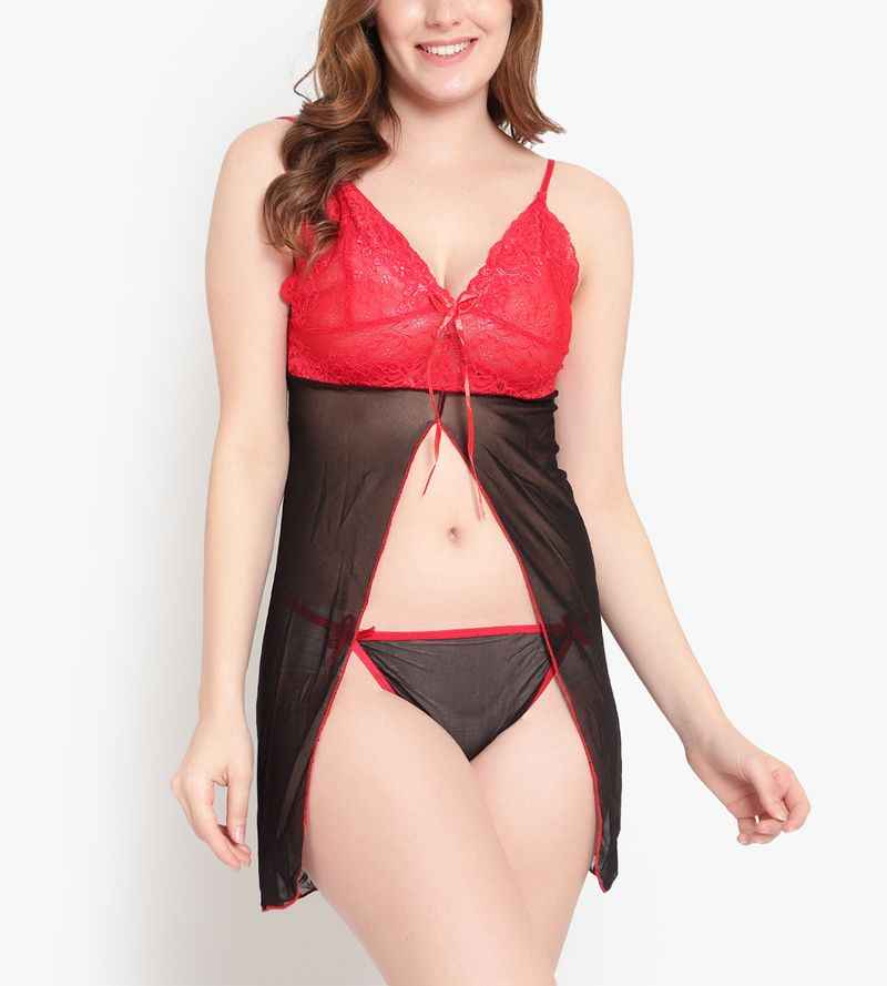 Black & Red Net Baby Doll