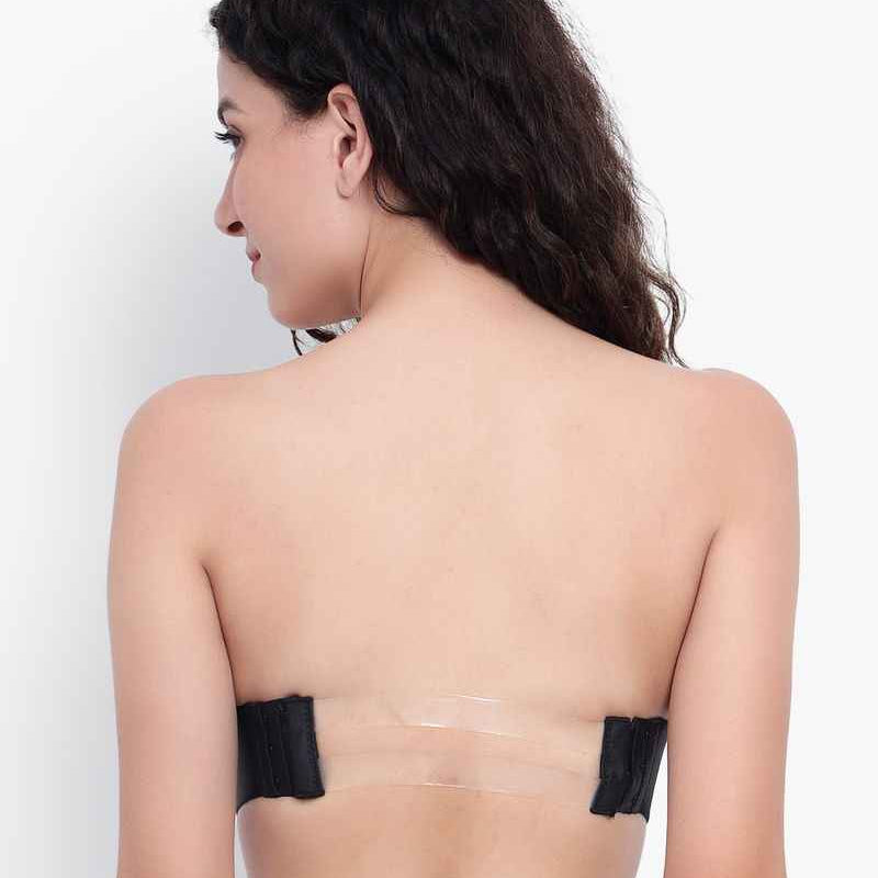 Black Women Underwired Heavily Padded Bandeau Backless Bra