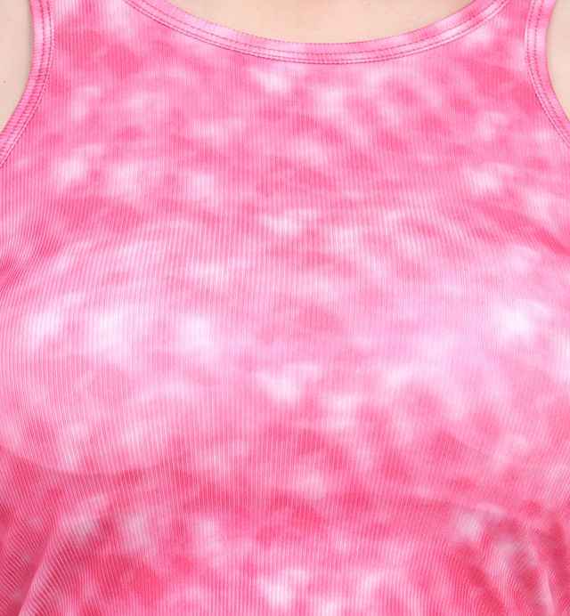 Abstract Printed Round Neck Fitted Opaque Crop Cotton Fitted Top