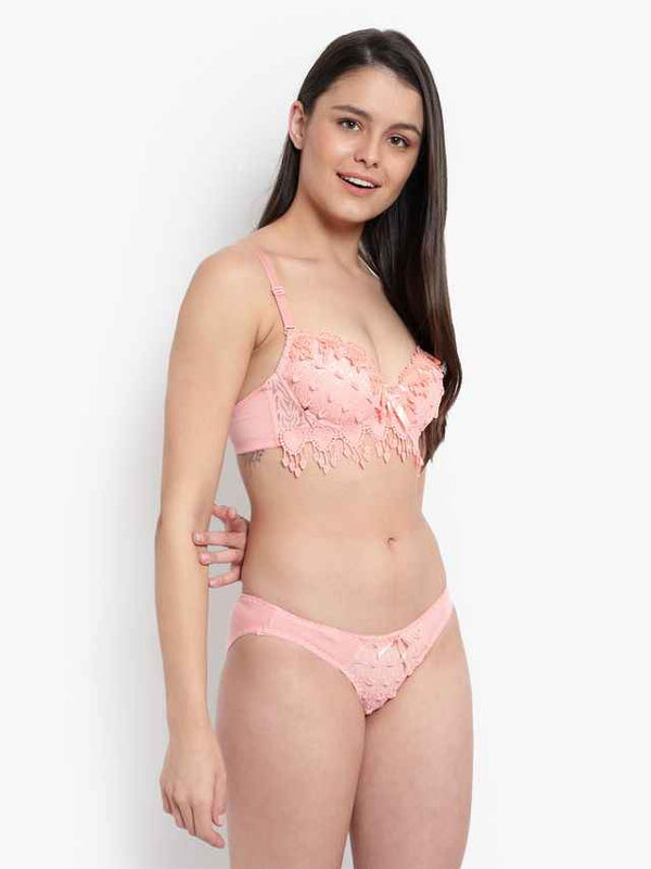 Lace-Designed Heavily-Padded Lingerie Set