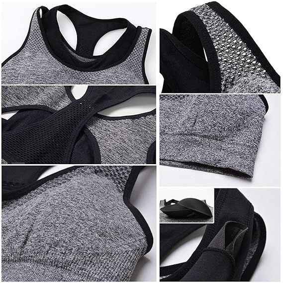 Full Coverage Removable Padding Non-Wired Styled Back Workout Bra- All Day Comfort