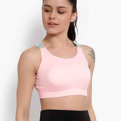 Peach Solid Non-Wired Lightly Padded Sports Bra