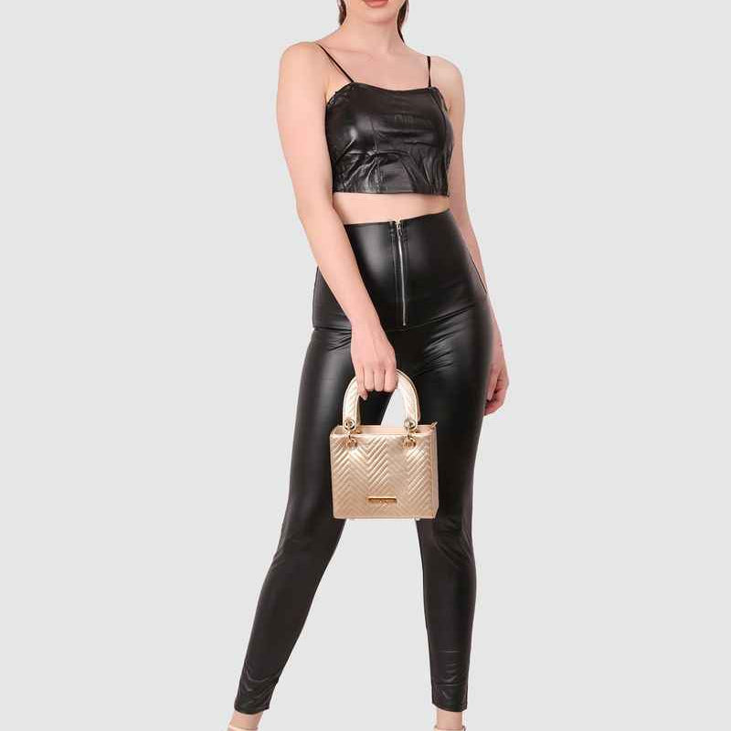 Women  PU Leather Crop Top Solid Bandeau Tube Tops