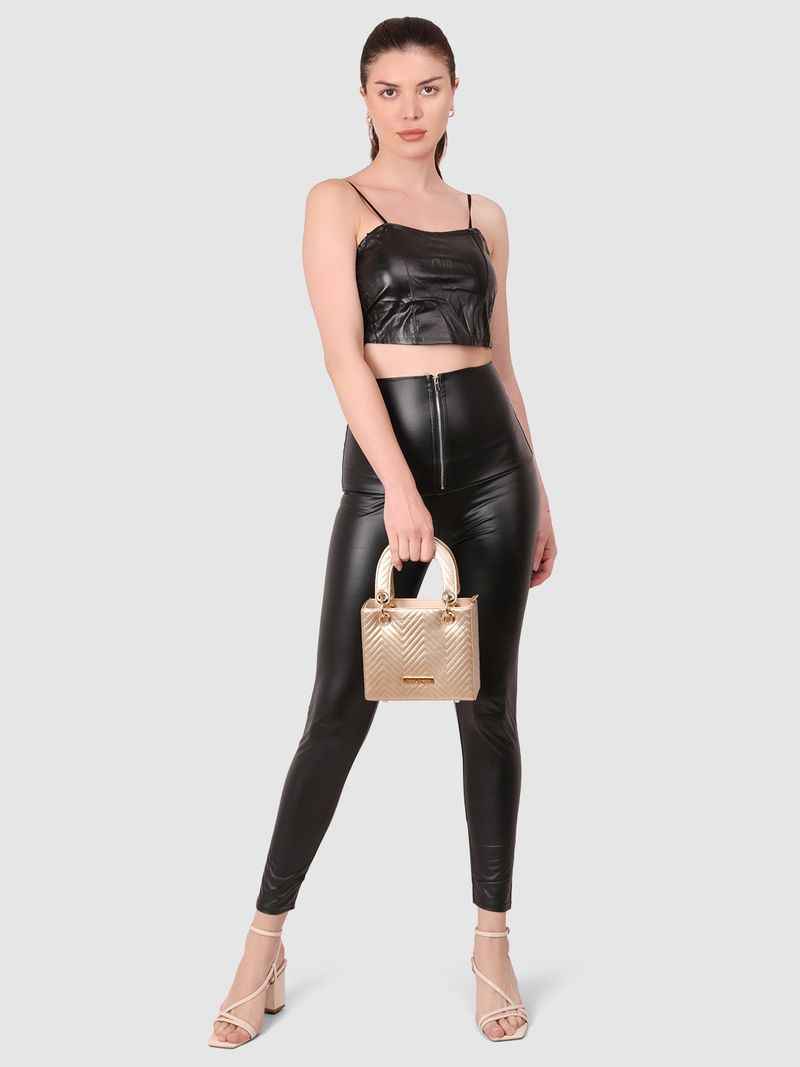 Women  PU Leather Crop Top Solid Bandeau Tube Tops