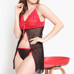 Black & Red Net Baby Doll