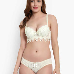 Lace-Designed Heavily-Padded Lingerie Set