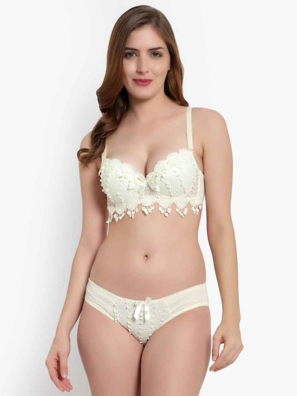 Lace-Designed Heavily-Padded Lingerie Set