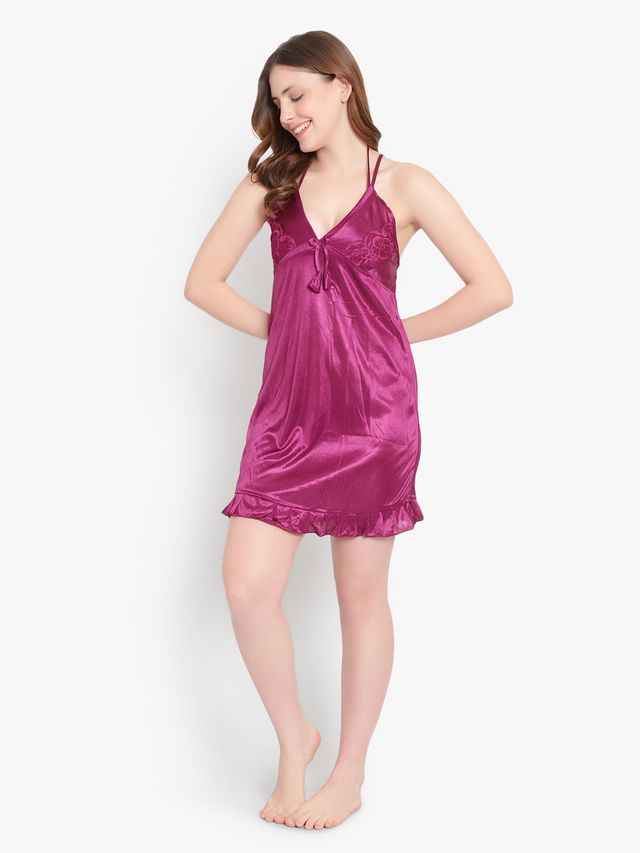 Satin Baby Doll With Lingerie Set