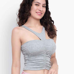Shoulder Straps Gathered or Pleated Fitted Crop Top
