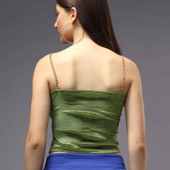 Sweetheart Neck Shoulder Straps Velvet Crop Top