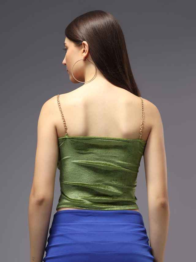 Sweetheart Neck Shoulder Straps Velvet Crop Top