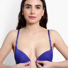 Women  Blue Solid Perfect Front Closure Lingerie