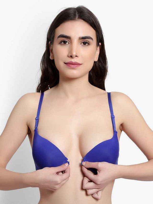 Women  Blue Solid Perfect Front Closure Lingerie