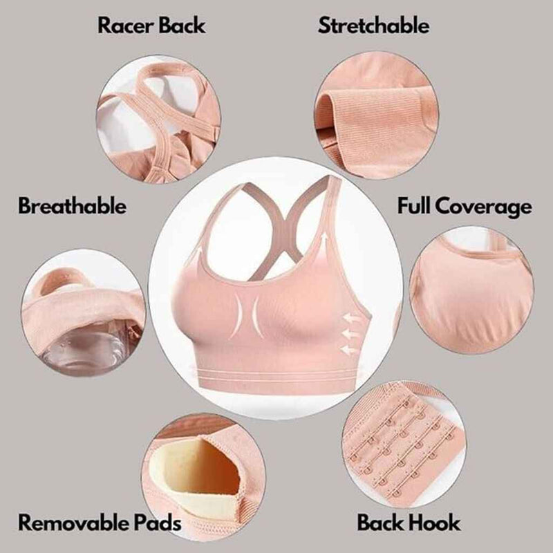 Full Coverage Removable Padding Workout Bra With All Day Comfort