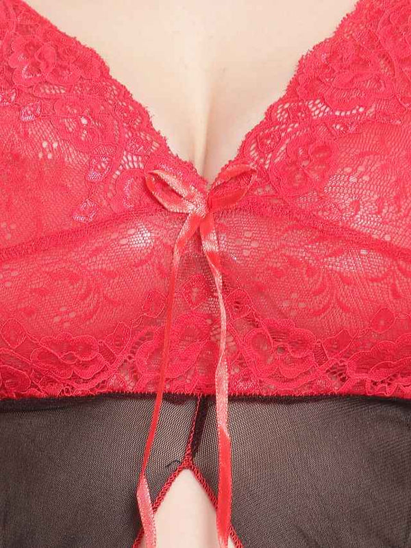 Black & Red Net Baby Doll