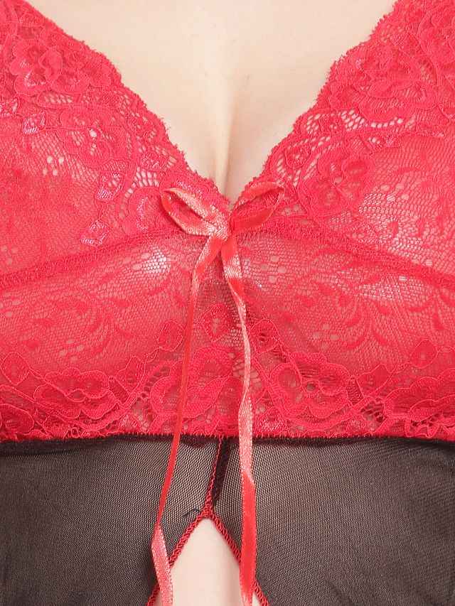 Black & Red Net Baby Doll