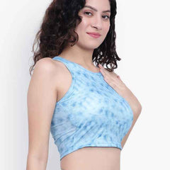 Tie and Dye Printed Round Neck Crop Top