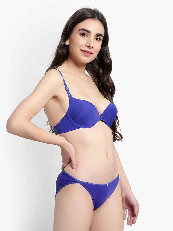 Women  Blue Solid Perfect Front Closure Lingerie