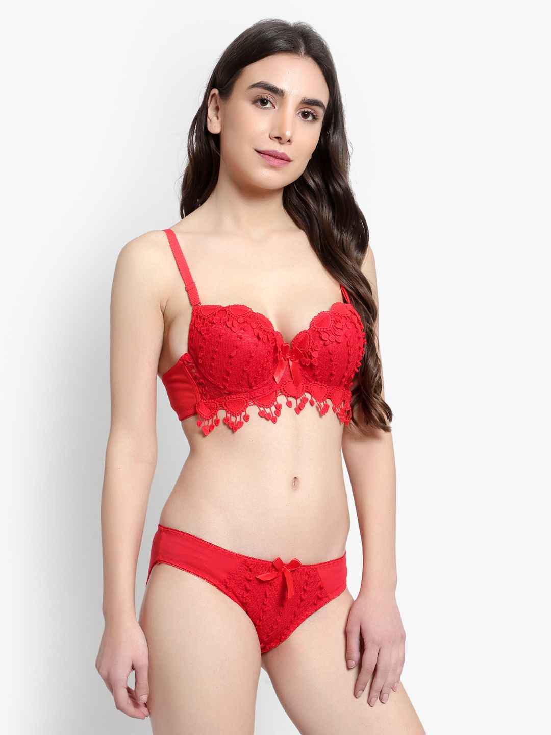 Lace-Designed Heavily-Padded Lingerie Set
