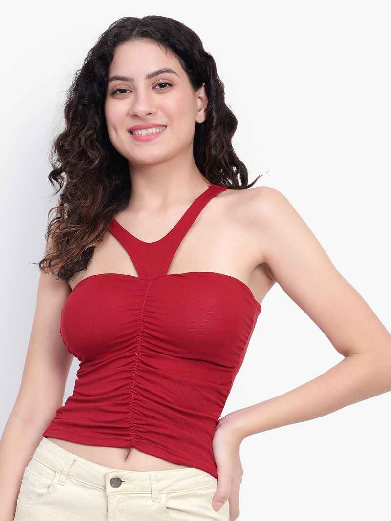 Sleeveless Ruched Fitted Top