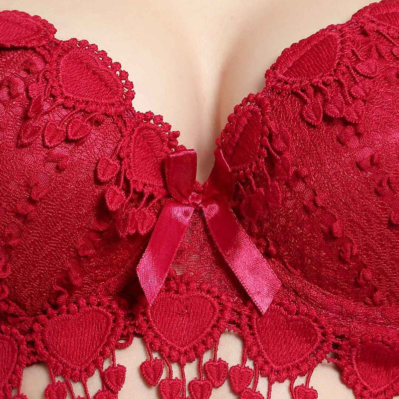 Lace-Designed Heavily-Padded Lingerie Set