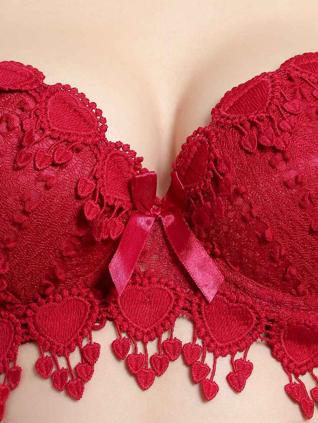 Lace-Designed Heavily-Padded Lingerie Set