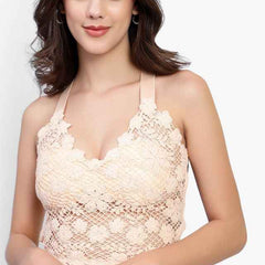 Floral Lace Medium Coverage Lightly Padded Bralette Bra With All Day Comfort