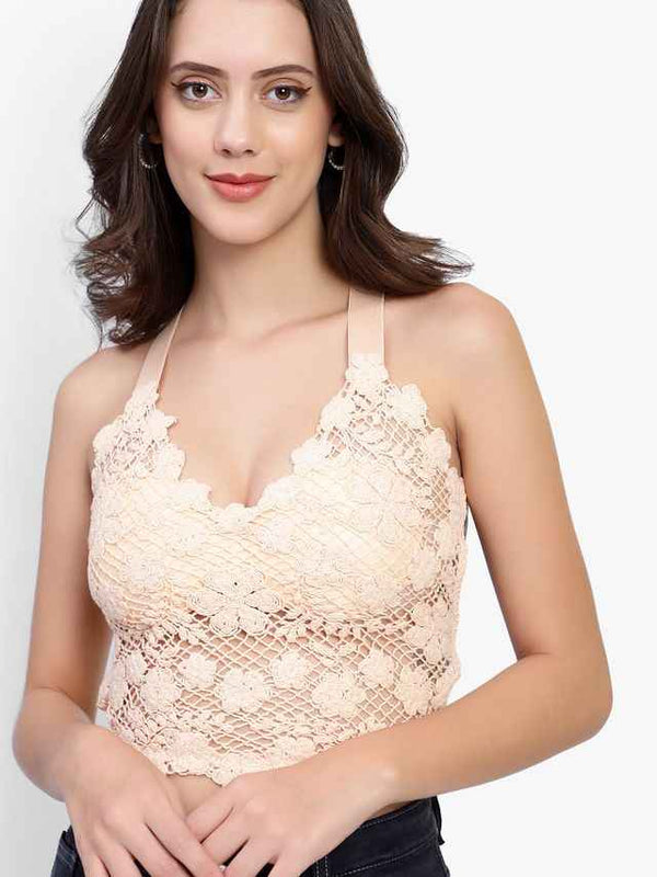 Floral Lace Medium Coverage Lightly Padded Bralette Bra With All Day Comfort