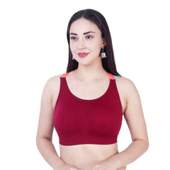 Maroon Solid Non-Wired Lightly Padded Sports Bra