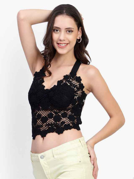 Floral Lace Medium Coverage Lightly Padded Bralette Bra With All Day Comfort