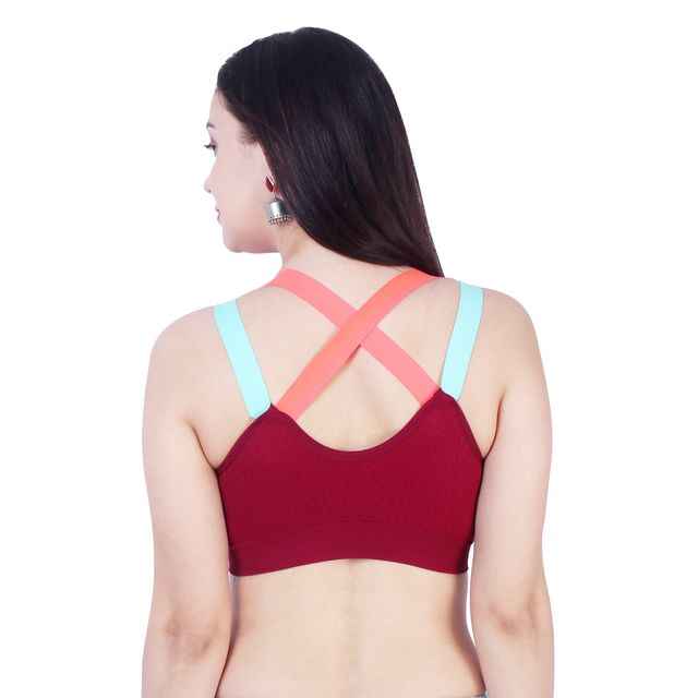 Maroon Solid Non-Wired Lightly Padded Sports Bra
