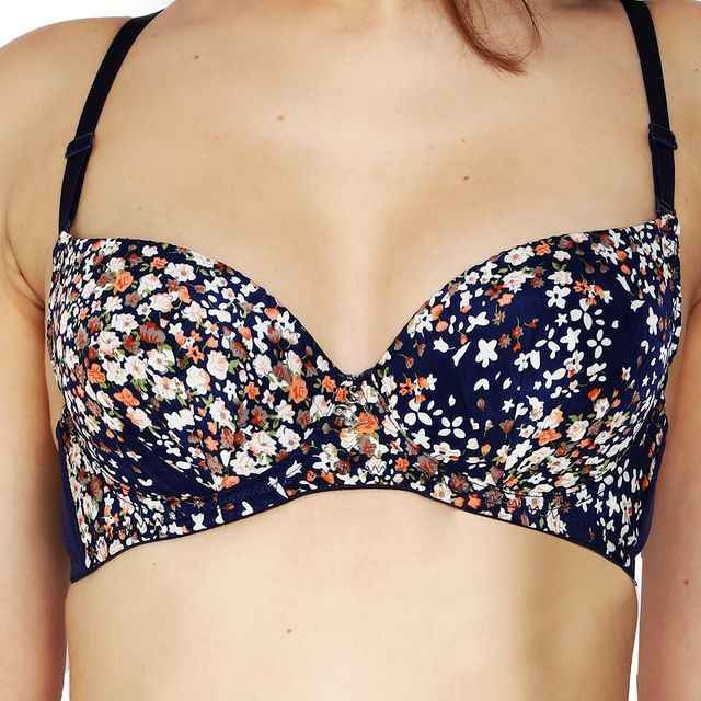 Women Navy Blue Printed Lingerie Set