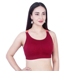 Maroon Solid Non-Wired Lightly Padded Sports Bra