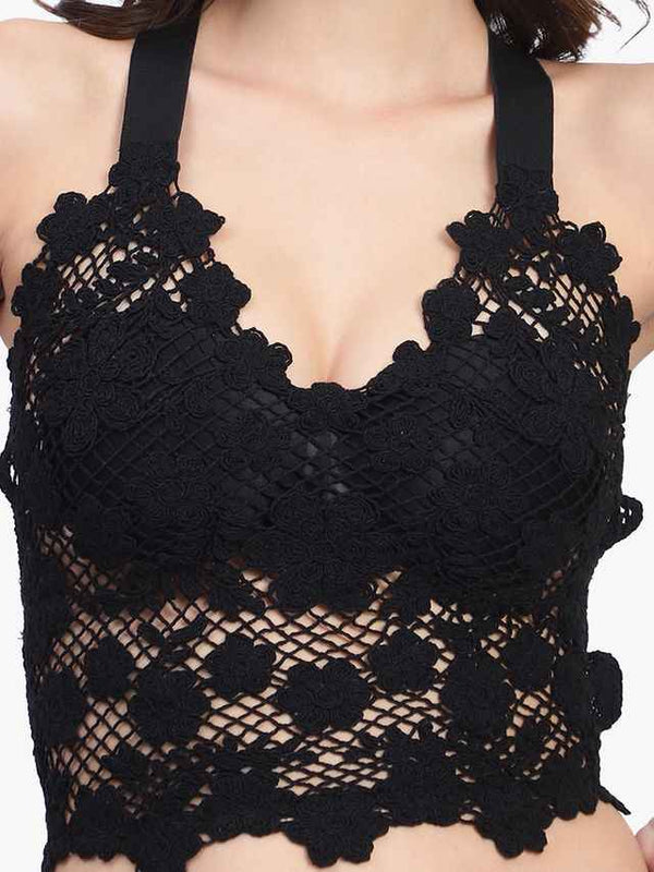 Floral Lace Medium Coverage Lightly Padded Bralette Bra With All Day Comfort