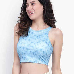 Tie and Dye Printed Round Neck Crop Top