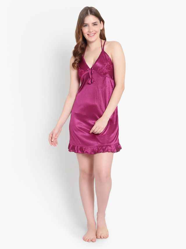 Satin Baby Doll With Lingerie Set