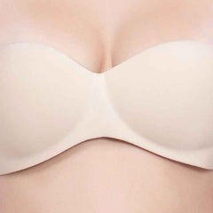Nude Women Underwired Heavily Padded Bandeau Backless Bra