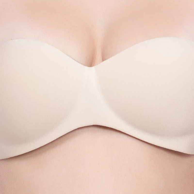 Nude Women Underwired Heavily Padded Bandeau Backless Bra