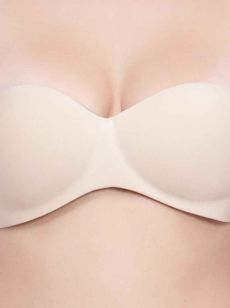 Nude Women Underwired Heavily Padded Bandeau Backless Bra