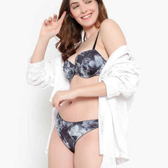 Printed Heavily Padded Lingerie Set